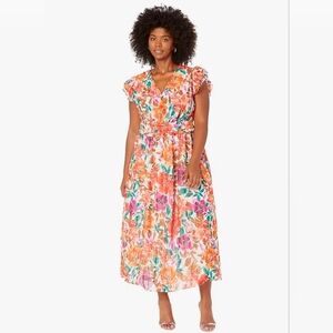 Maggy London Pink and Green Floral Dress